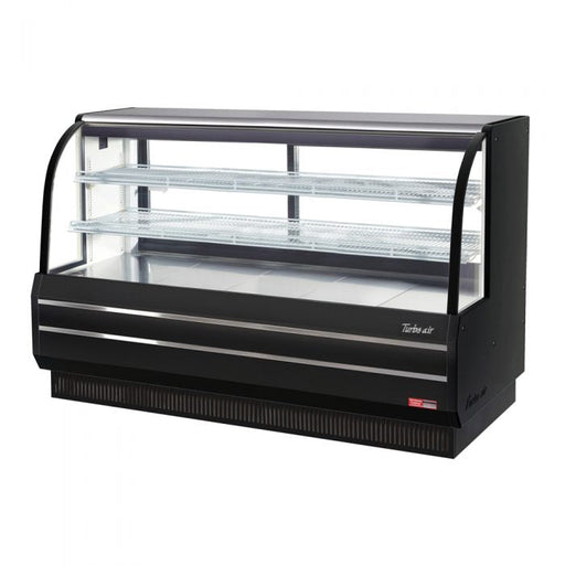 Turbo Air TCGB-72DR-B 72" Curved Glass Full-Service Dry Bakery Display Case, 3 Levels, Black Exterior, 115v - Bakery Wholesalers