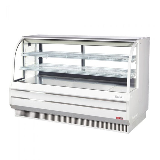 Turbo Air TCGB-72DR-W 72" Curved Glass Full-Service Dry Bakery Display Case, 3 Levels, White Exterior, 115v - Bakery Wholesalers