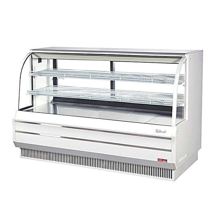 Turbo Air TCGB-72DR-W 72" Curved Glass Full-Service Dry Bakery Display Case, 3 Levels, White Exterior, 115v - Donut-Equipment.com