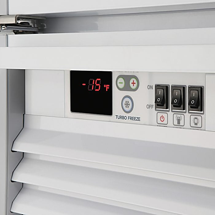 Turbo Air TGF-35SD-N 39 1/2" White Super Deluxe Two Section Display Freezer – (2) Swing Doors, LED Lighting, 115v - Donut-Equipment.com