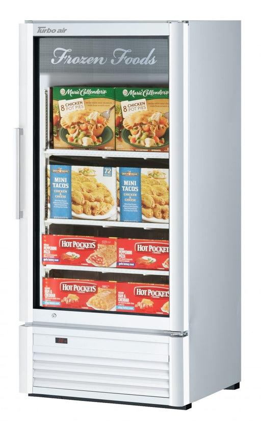 Turbo Air TGF-10SD-N 25 3/4" White Super Deluxe Countertop Display Freezer – (1) Swing Door, LED Interior Lighting, 115v - Bakery Wholesalers