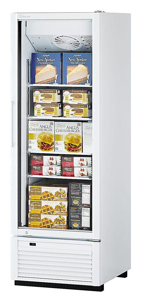 Turbo Air TGF-23SDH-N 27" White Super Deluxe One Section Glass Door Display Freezer – Hinged Door, LED Lighting, 115v - Donut-Equipment.com