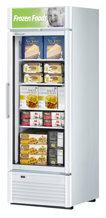 Turbo Air TGF-23SD-N 27" White Super Deluxe One Section Display Freezer – (1) Swing Door, LED Lighting, 115v - Bakery Wholesalers