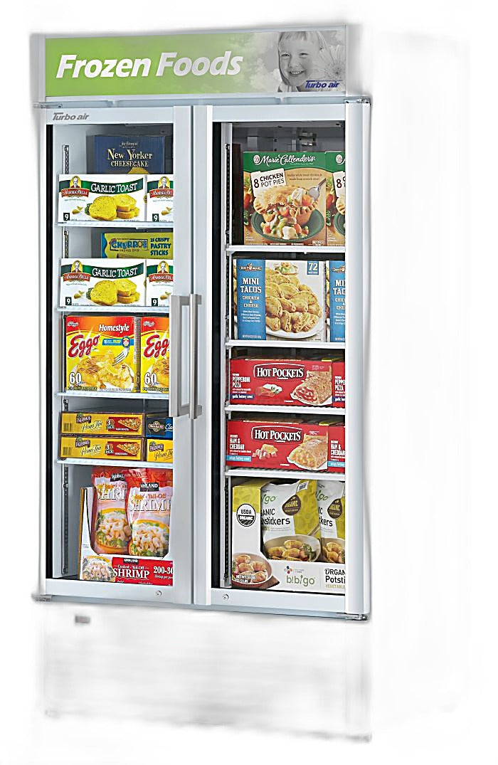 Turbo Air TGF-35SD-N 39 1/2" White Super Deluxe Two Section Display Freezer – (2) Swing Doors, LED Lighting, 115v - Donut-Equipment.com
