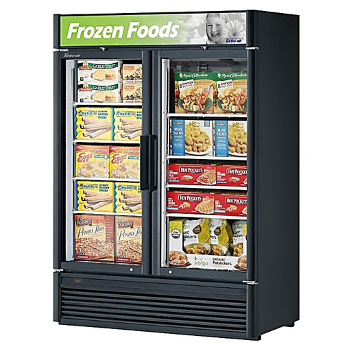 Turbo Air TGF-47SDB-N 51 1/8" Black Super Deluxe Two Section Display Freezer – (2) Swing Doors, LED Interior, 115v - Donut-Equipment.com