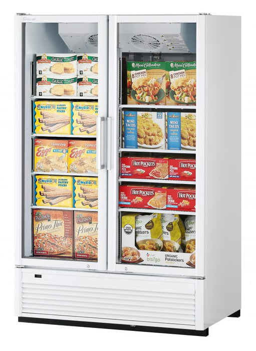 Turbo Air TGF-47SDH-N 51 1/8" White Super Deluxe Two Section Display Freezer w/ Swing Doors – Bottom Mount Compressor, LED Lighting, 115v - Bakery Wholesalers