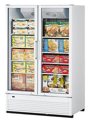 Turbo Air TGF-47SDH-N 51 1/8" White Super Deluxe Two Section Display Freezer w/ Swing Doors – Bottom Mount Compressor, LED Lighting, 115v - Donut-Equipment.com