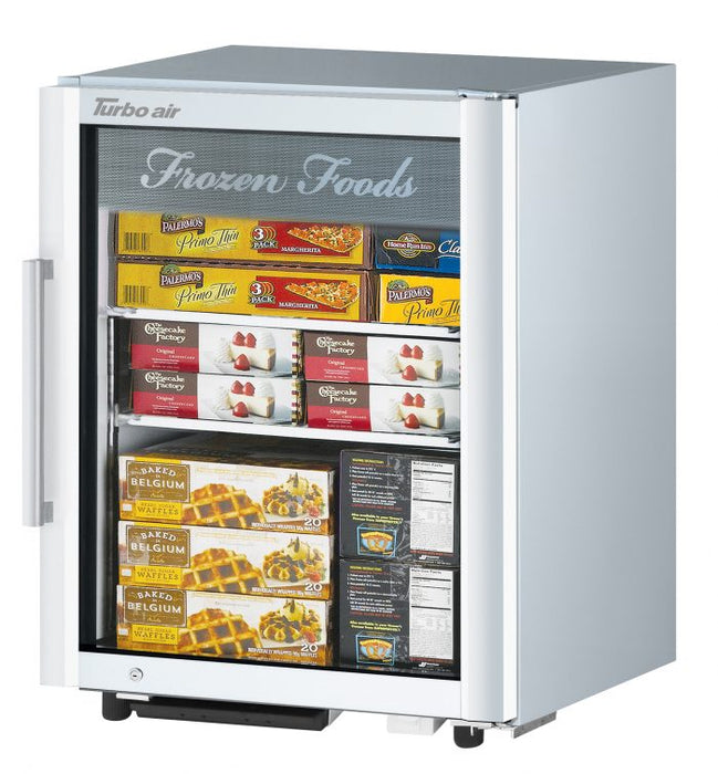 Turbo Air TGF-5SD-N 25" White Super Deluxe Countertop Display Freezer – (1) Swing Door, LED Lighting, Front Access, 115v - Bakery Wholesalers