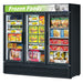 Turbo Air TGF-72SDB-N 78" Black Super Deluxe Three Section Display Freezer – (3) Swing Doors, LED Lighting, 115v - Bakery Wholesalers