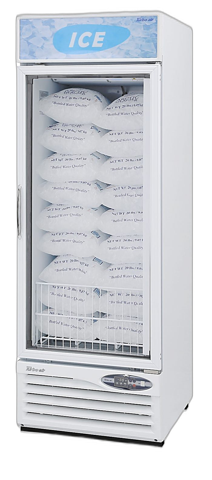 Turbo Air TGIM-23W-N 27" Indoor Ice Merchandiser w/ Bottom Mount Compressor - Glass Door, 115v - Donut-Equipment.com