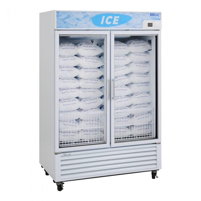 Turbo Air TGIM-49W-N 54" Indoor Ice Merchandiser w/ Bottom Mount Compressor - Glass Door, 115v - Bakery Wholesalers
