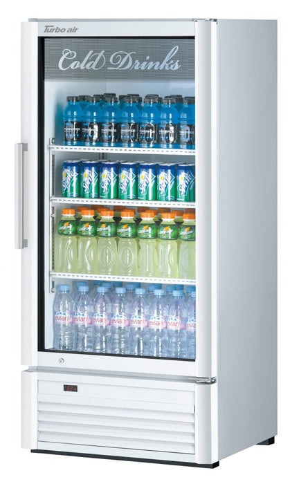 Turbo Air TGM-10SD-N6 26" White Super Deluxe Countertop Refrigerator w/ Glass Swing Door – Front Access, LED Lighting, 115v - Bakery Wholesalers