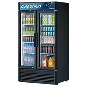 Turbo Air TGM-35SDB-N 39 1/2" Black Super Deluxe Glass Door Refrigerator – Two Swing Doors, LED Lighting, 115v - Donut-Equipment.com