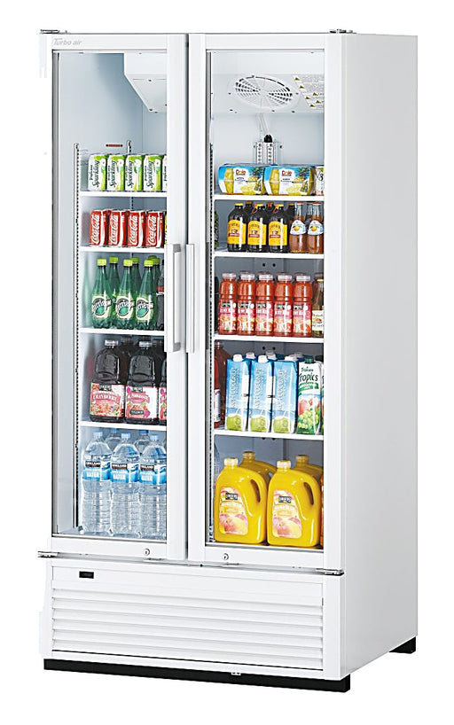 Turbo Air TGM-35SDH-N 39 1/2" White Super Deluxe Two Section Glass Door Merchandiser – (2) Left/Right Hinge Doors, 115v - Donut-Equipment.com