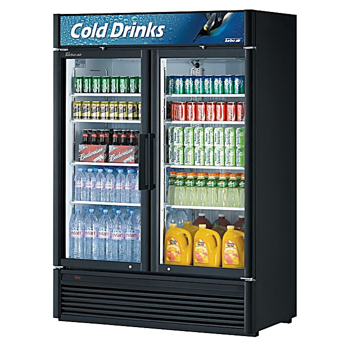 Turbo Air TGM-47SDB-N 51" Black Super Deluxe Glass Door Refrigerator – Two Swing Doors, Energy-Efficient LED Lighting, 115v - Donut-Equipment.com