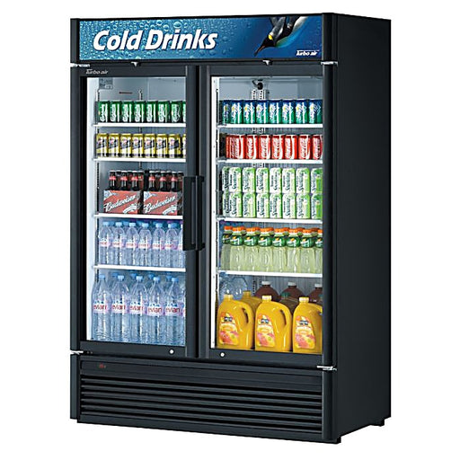 Turbo Air TGM-47SDB-N 51" Black Super Deluxe Glass Door Refrigerator – Two Swing Doors, Energy-Efficient LED Lighting, 115v - Donut-Equipment.com