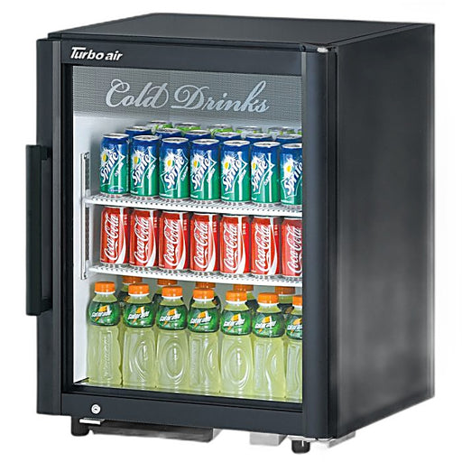 Turbo Air TGM-5SDB-N6 25" Black Super Deluxe Countertop Refrigerator w/ Glass Swing Door – Front Access, LED Lighting, 115v - Donut-Equipment.com
