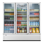 Turbo Air TGM-72SDH-N 78" White Super Deluxe Three Section Glass Door Merchandiser – (3) Left/Right Hinge Doors, Black, 115v - Donut-Equipment.com