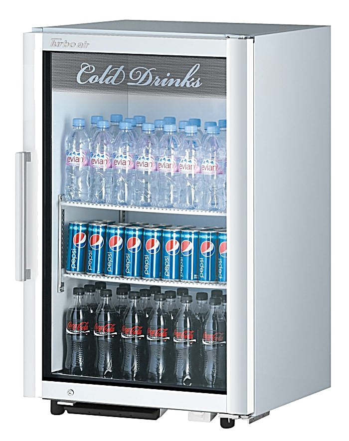 Turbo Air TGM-7SD-N6 25" White Super Deluxe Countertop Refrigerator w/ Glass Swing Door – Front Access, LED Lighting, 115v - Donut-Equipment.com