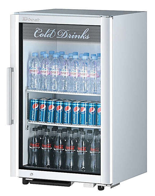 Turbo Air TGM-7SD-N6 25" White Super Deluxe Countertop Refrigerator w/ Glass Swing Door – Front Access, LED Lighting, 115v - Donut-Equipment.com
