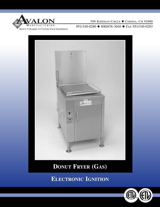 Avalon Donut Fryer, Natural Gas, Electronic Ignition, Right Side Drain Board Bakery Wholesalers