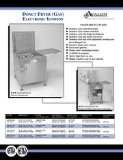 Avalon Donut Fryer, Natural Gas, Electronic Ignition, Right Side Drain Board Bakery Wholesalers