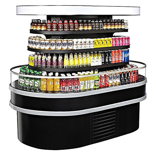 Turbo Air TIOM-20RSRB-N 48" Black Vertical Island Open Air Cooler with (4) Levels, 220v/1ph - Donut-Equipment.com