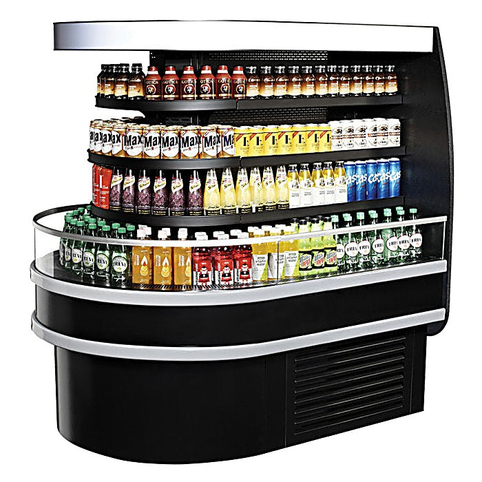 Turbo Air TIOM-36RSB-N 48" Black Horizontal Island Open Air Cooler with (4) Levels, 220v/1ph - Donut-Equipment.com