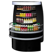 Turbo Air TIOM-48RB-N 48" Black Half-Round Island Open Air Cooler Display Case with (4) Levels, 220v/1ph - Donut-Equipment.com