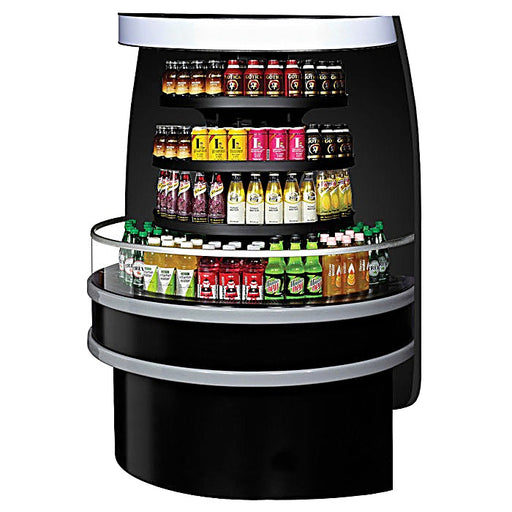 Turbo Air TIOM-48RB-N 48" Black Half-Round Island Open Air Cooler Display Case with (4) Levels, 220v/1ph - Donut-Equipment.com