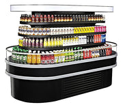 Turbo Air TIOM-48RSRB-N 48" Black Horizontal Island Open Air Cooler – 4 Level Display, 220v - Donut-Equipment.com