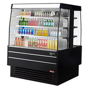 Turbo Air TIOM-48SB-N 50 3/8" Black Vertical Island Open Air Cooler with (4) Levels, 220v/1ph - Donut-Equipment.com