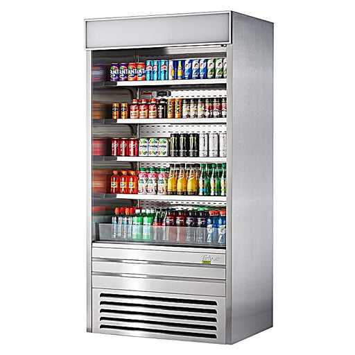 Turbo Air TOM-36ES-N 36" Stainless Steel Vertical Air Curtain Display Case w/ (5) Levels, 115v - Donut-Equipment.com