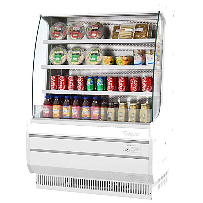 Turbo Air TOM-40MW-N 39" White Vertical Open Air Cooler – 4 Levels, 115v - Donut-Equipment.com