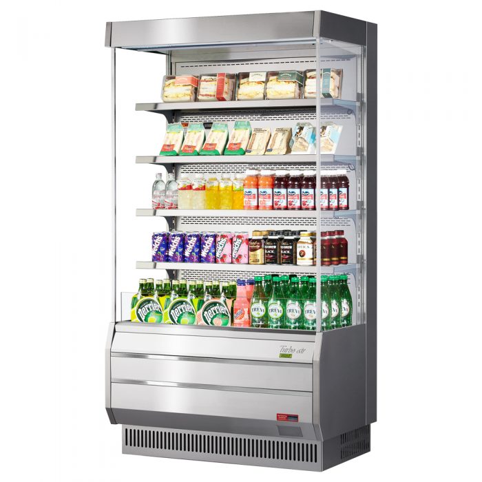 Turbo Air TOM-40S-N 39" Vertical Open Air Cooler w/ (5) Levels – Stainless Steel Exterior, 115v/1ph - Bakery Wholesalers