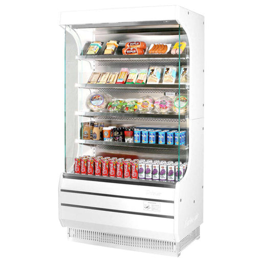 Turbo Air TOM-40W-N 39 1/8" Vertical Open Air Cooler w/ (5) Levels – White Exterior, 115v - Bakery Wholesalers