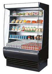 Turbo Air TOM-48DXB-N 48" Vertical Open Air Cooler w/ (5) Levels – Black Exterior, 115v - Donut-Equipment.com