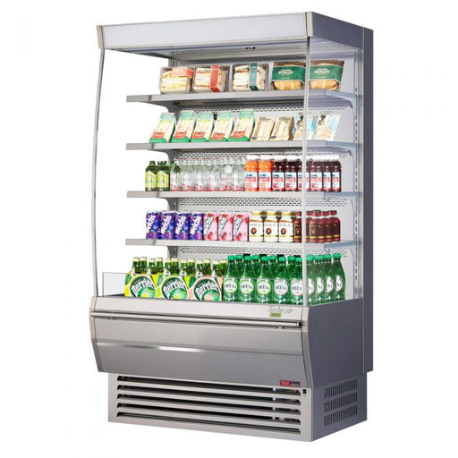 Turbo Air TOM-48DXS-N 48" Stainless Steel Extra Deep Vertical Open Display Case with (5) Levels, 115v - Bakery Wholesalers