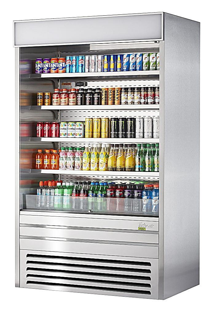 Turbo Air TOM-48ES-N 48" Stainless Steel Vertical Open Air Cooler w/ (5) Levels, 115v - Donut-Equipment.com