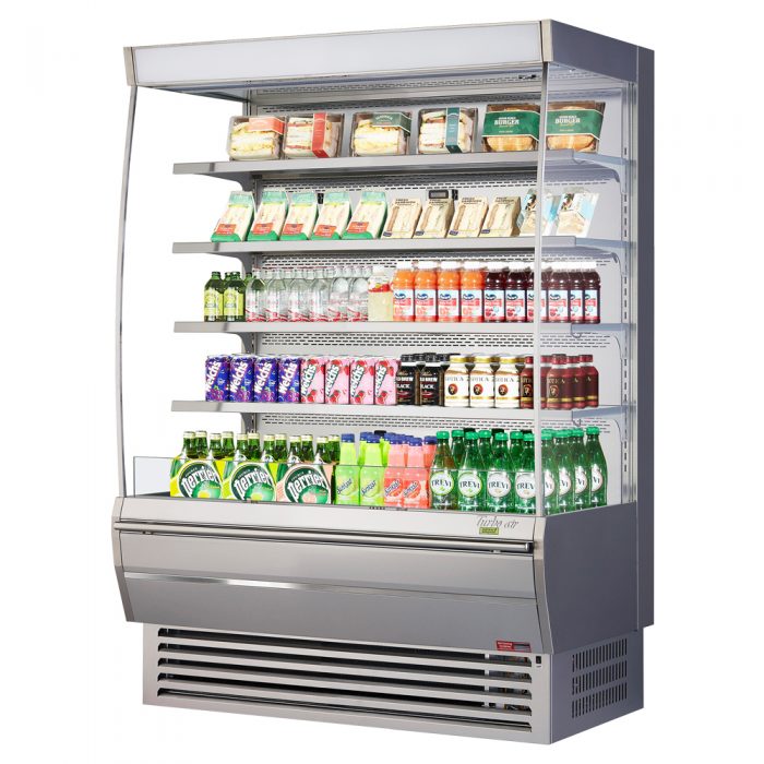 Turbo Air TOM-60DXS-N 60" Stainless Steel Extra Deep Vertical Open Air Cooler w/ (5) Levels, 115v - Bakery Wholesalers