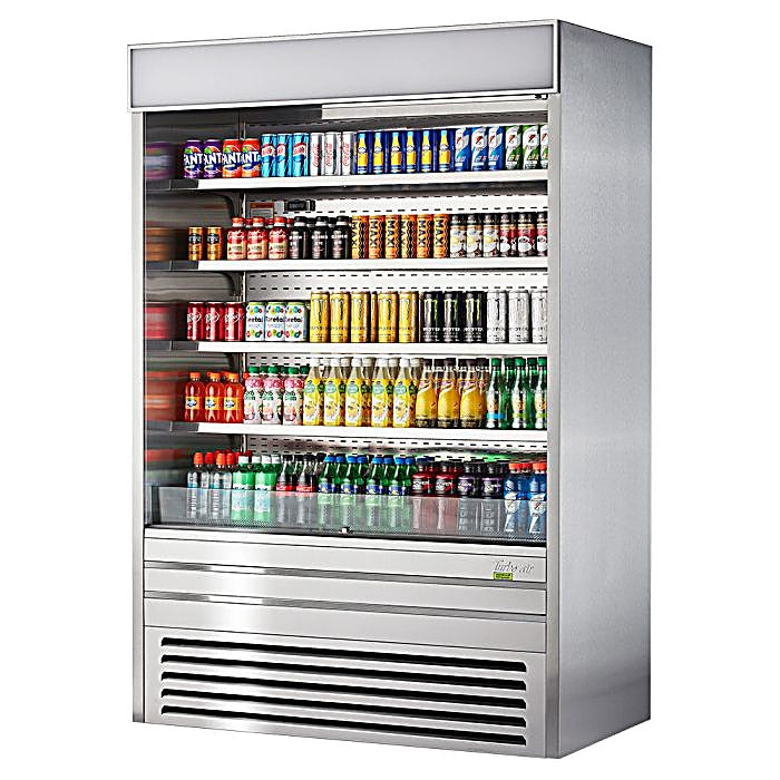 Turbo Air TOM-60ES-N 60" Stainless Steel Vertical Open Air Cooler w/ (5) Levels, 115v/1ph - Donut-Equipment.com