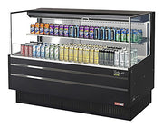 Turbo Air TOM-60L-UF-B-2S-N 58 3/4" Black Low Profile Horizontal Open Air Cooler w/ (2) Levels – Ultra Front Merchandiser, 115v - Donut-Equipment.com