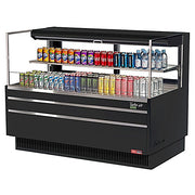Turbo Air TOM-60L-UFD-B-2S-N 58 3/4" Black Low Profile Horizontal Open Air Cooler w/ (2) Levels – Ultra Front Deluxe Merchandiser, 115v - Donut-Equipment.com