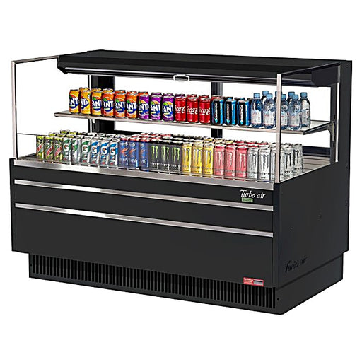 Turbo Air TOM-60L-UFD-B-2S-N 58 3/4" Black Low Profile Horizontal Open Air Cooler w/ (2) Levels – Ultra Front Deluxe Merchandiser, 115v - Donut-Equipment.com