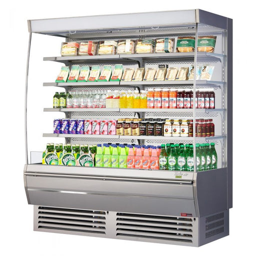 Turbo Air TOM-72DXS-N 68 3/4" Stainless Steel Extra Deep Vertical Open Air Cooler w/ (5) Levels, 115v - Bakery Wholesalers