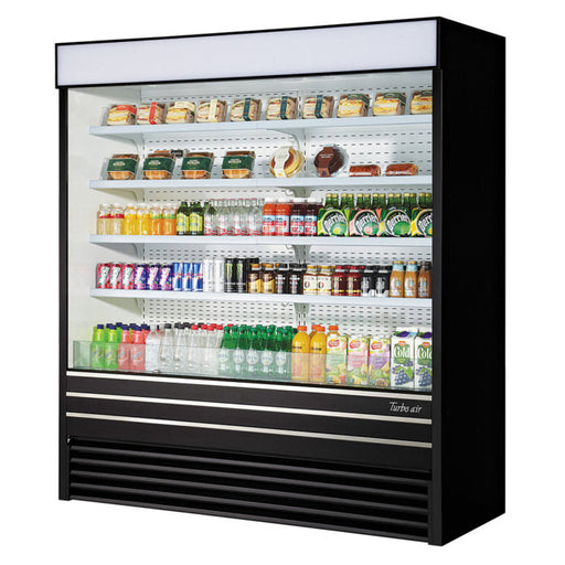 Turbo Air TOM-72EB-N 72" Black Vertical Open Air Cooler w/ (5) Levels, 220v/1ph - Bakery Wholesalers