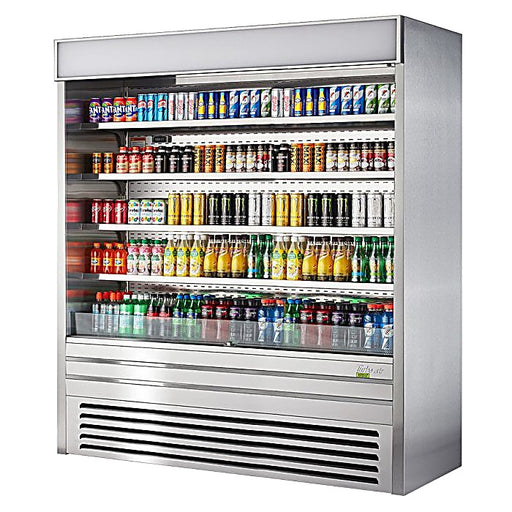 Turbo Air TOM-72ES-N 72" Stainless Steel Vertical Open Air Cooler w/ (5) Levels, 220v/1ph - Donut-Equipment.com