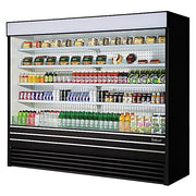 Turbo Air TOM-96EB-N 93" Black Vertical Open Air Cooler w/ (5) Levels, 220v/1ph - Donut-Equipment.com