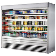 Turbo Air TOM-96ES-N 92 7/8" Stainless Steel Vertical Open Air Cooler with (5) Levels, 220v/1ph - Donut-Equipment.com