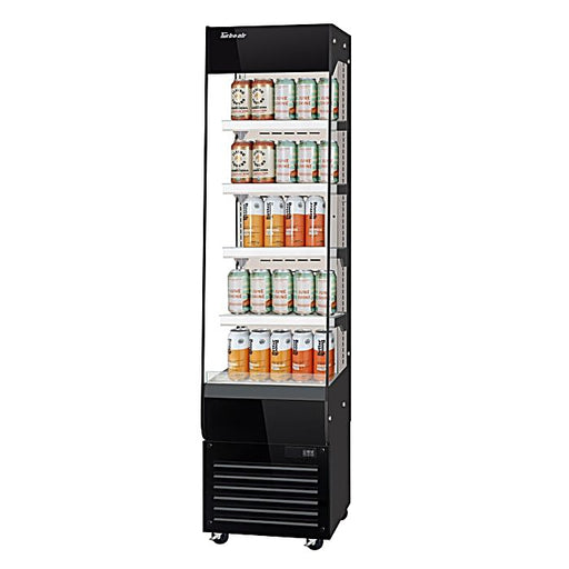 Turbo Air TOM20-75N-B 19 5/8" Black Vertical Open Air Cooler – 5 Levels, 115v - Donut-Equipment.com